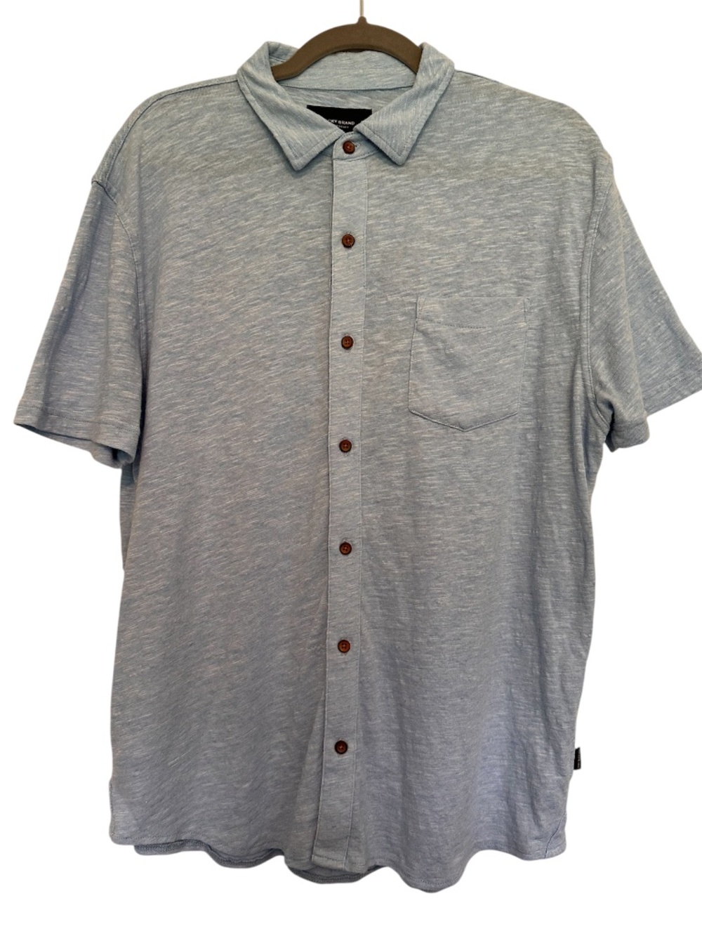Lucky Brand Men's Blue Linen-Blend Button Up Shirt Size Large